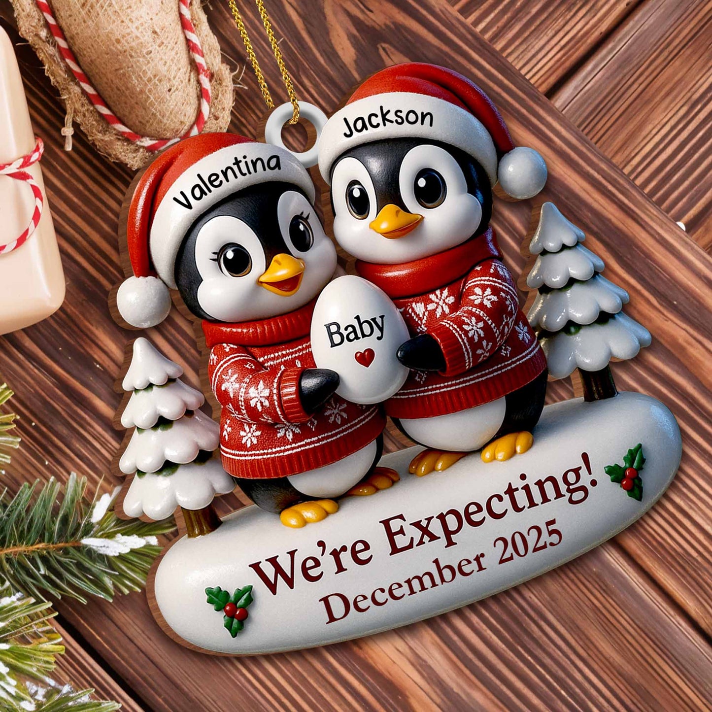 We're Expecting December With Penguins And Christmas Trees
