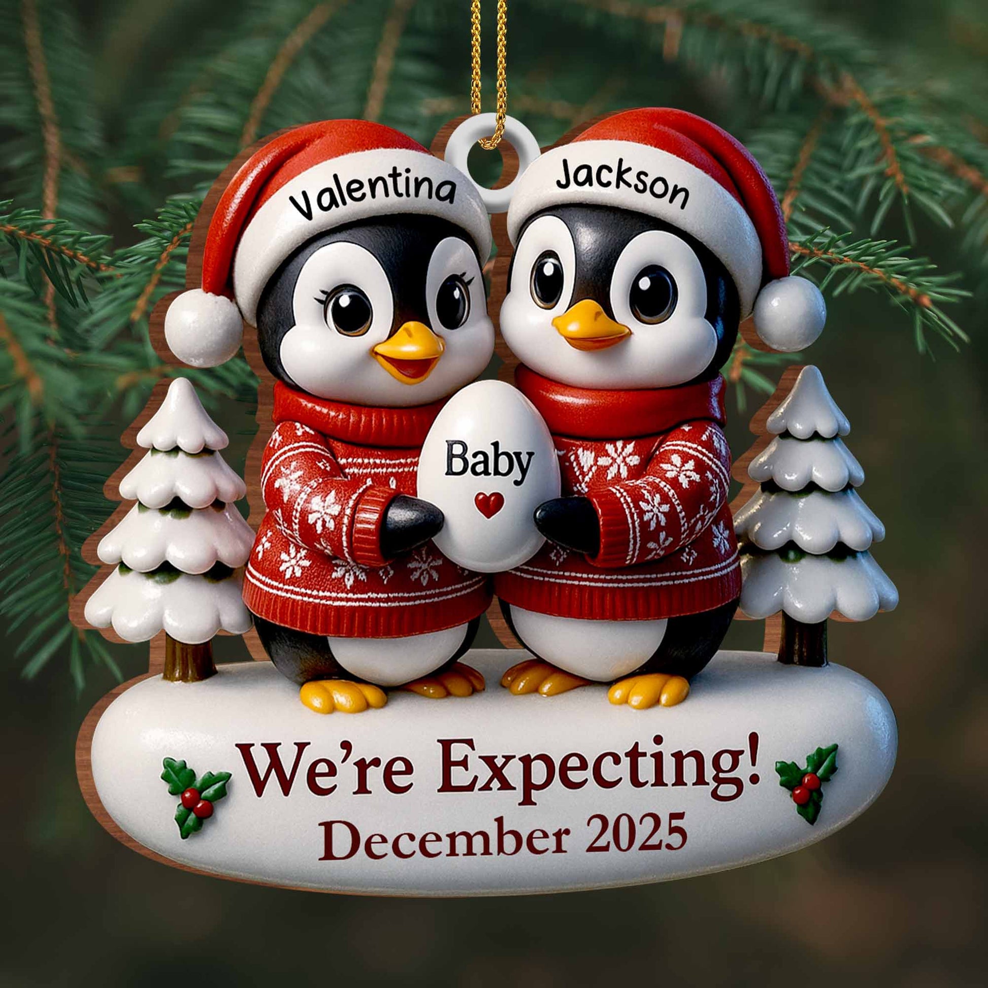 We're Expecting December With Penguins And Christmas Trees