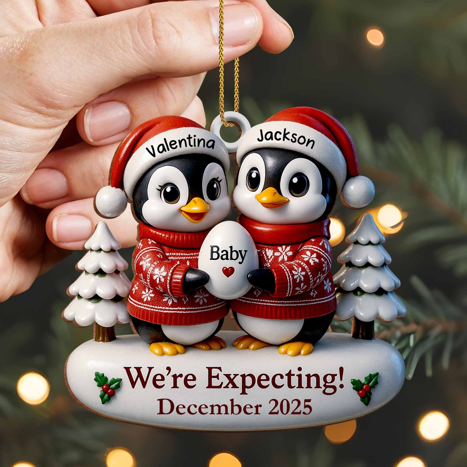 We're Expecting December With Penguins And Christmas Trees