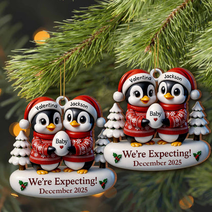 We're Expecting December With Penguins And Christmas Trees