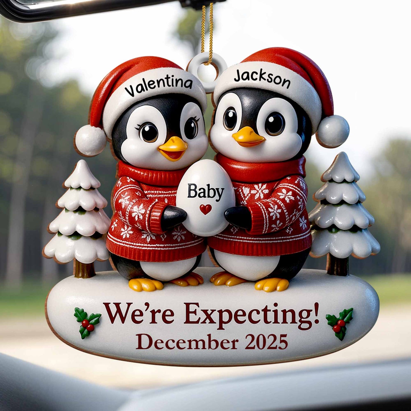 We're Expecting December With Penguins And Christmas Trees