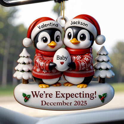 We're Expecting December With Penguins And Christmas Trees