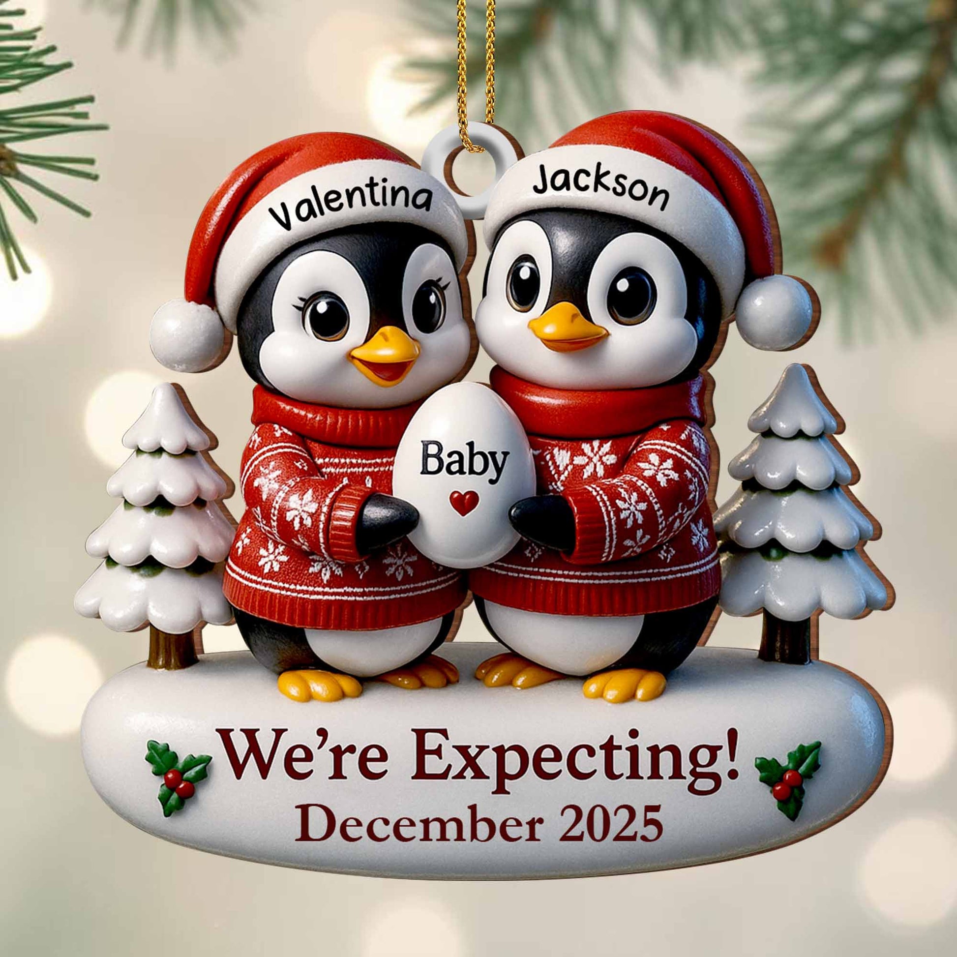 We're Expecting December With Penguins And Christmas Trees