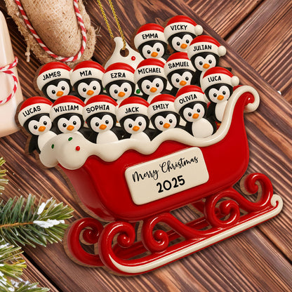 Merry Christmas Penguins In Santa Sleigh
