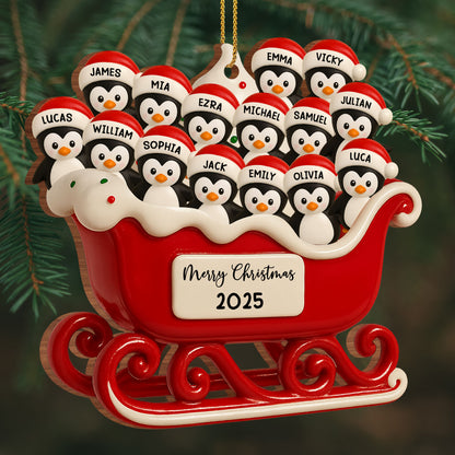 Merry Christmas Penguins In Santa Sleigh
