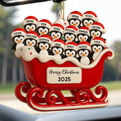 Merry Christmas Penguins In Santa Sleigh