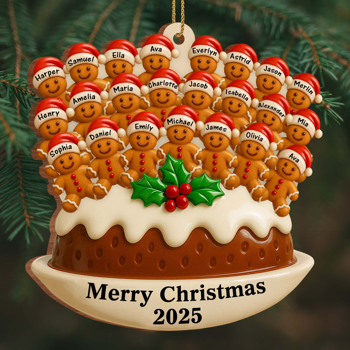 Merry Christmas With Gingerbread Men And Santa Hats