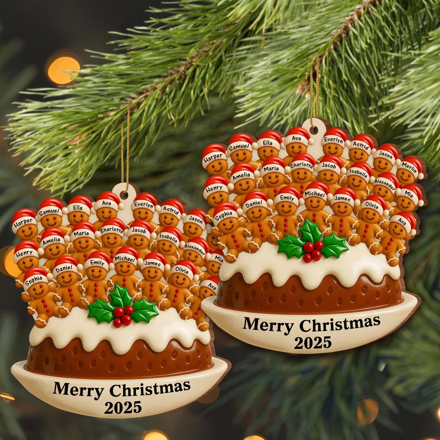 Merry Christmas With Gingerbread Men And Santa Hats