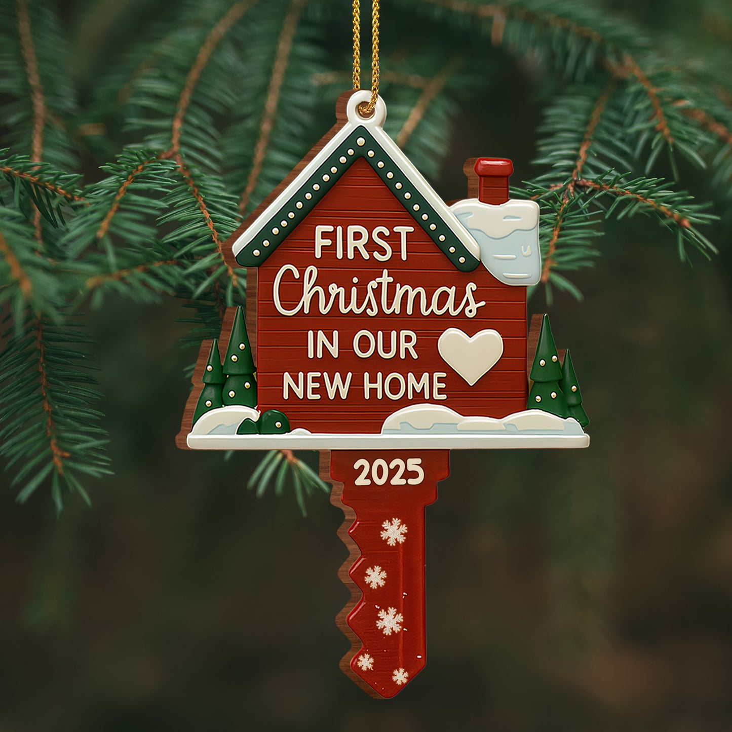 First Christmas In Our New Home, Heart and Trees Design