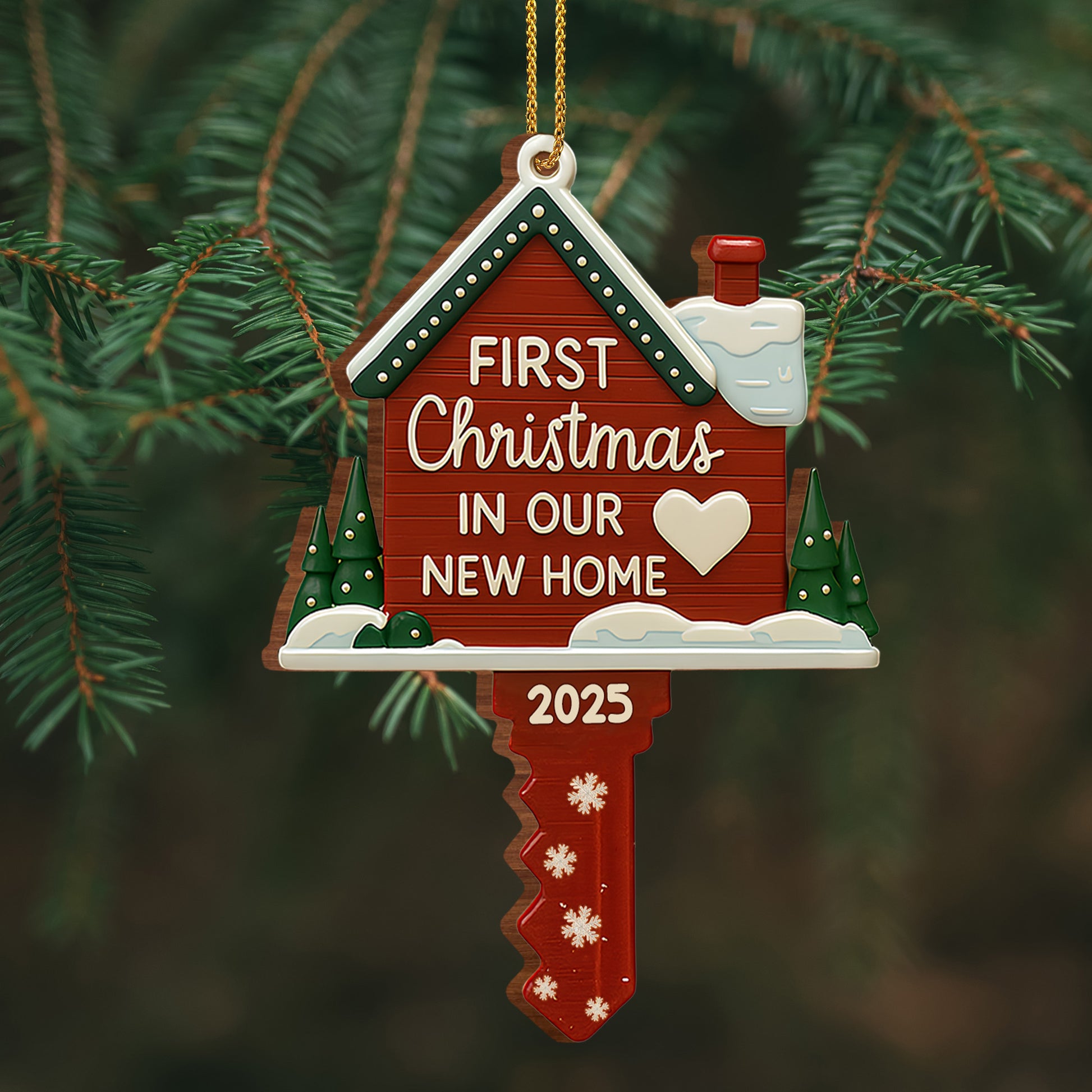 First Christmas In Our New Home, Heart and Trees Design