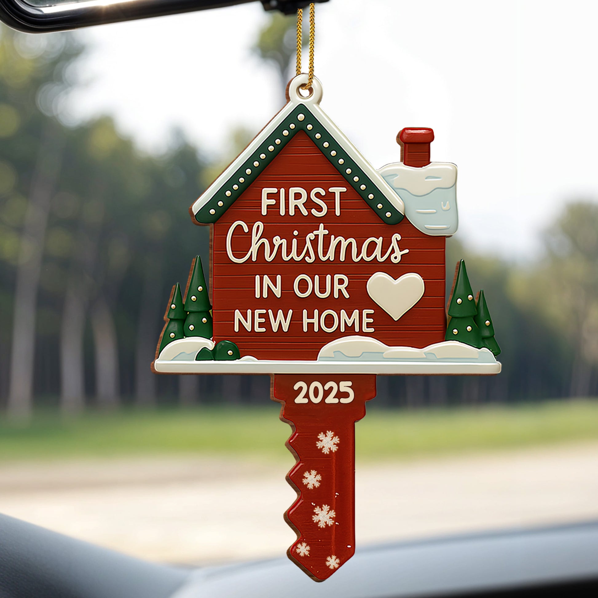 First Christmas In Our New Home, Heart and Trees Design