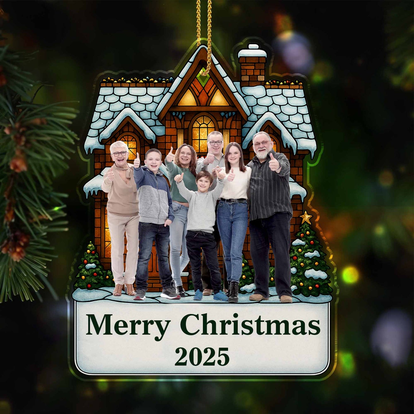 Merry Christmas Family House Ornament