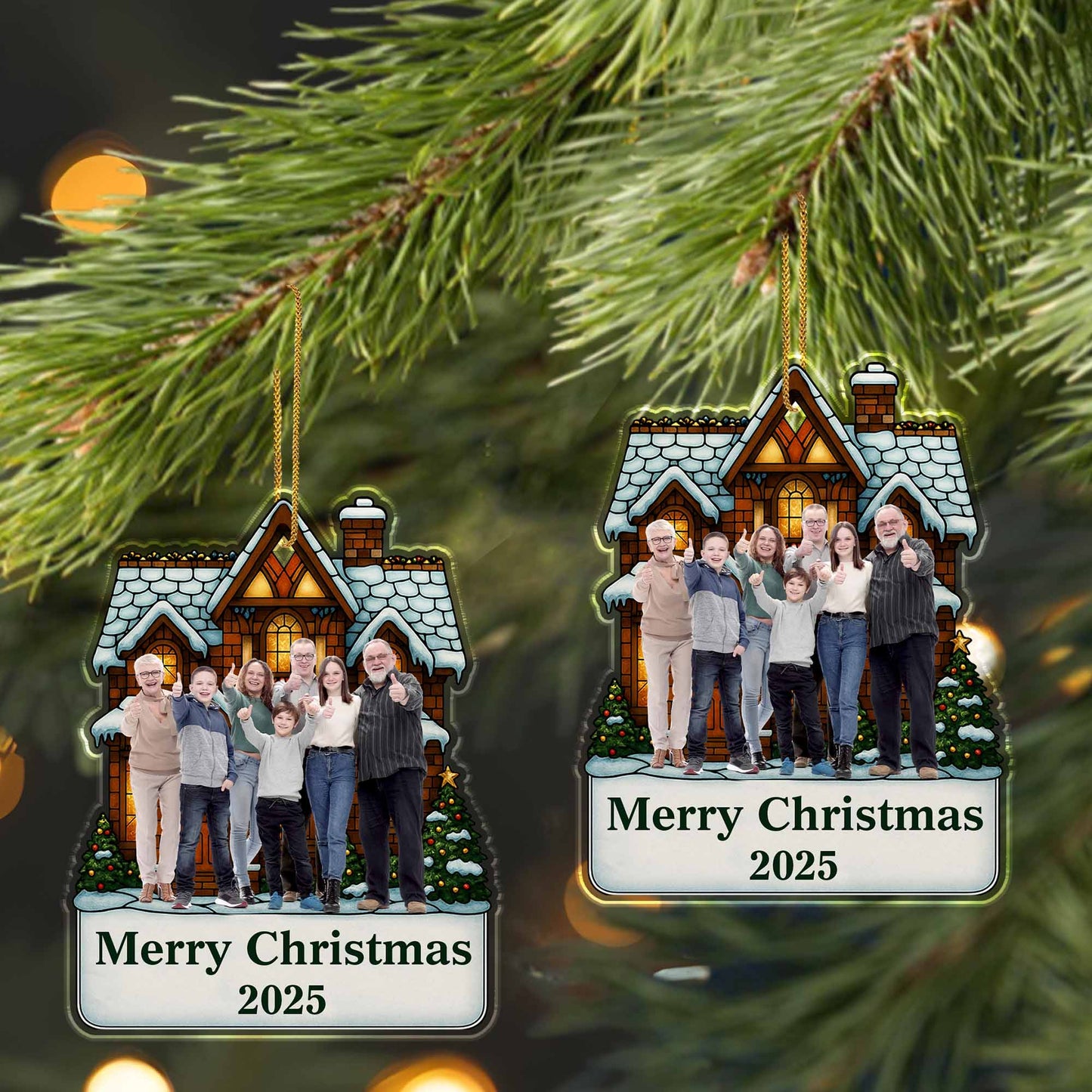 Merry Christmas Family House Ornament