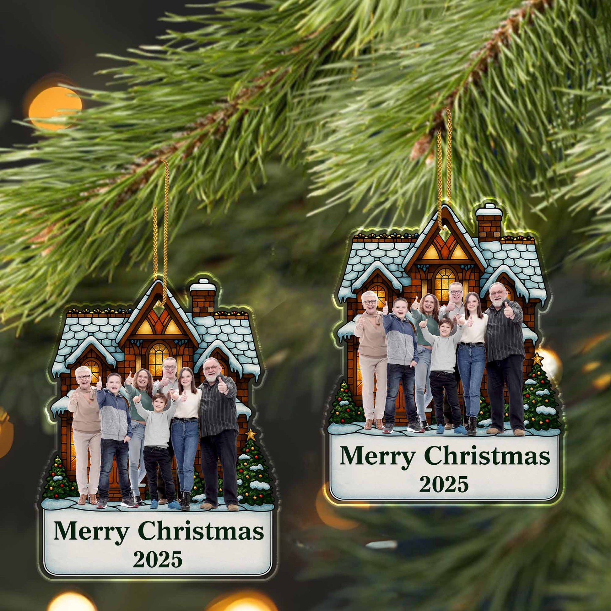 Merry Christmas Family House Ornament