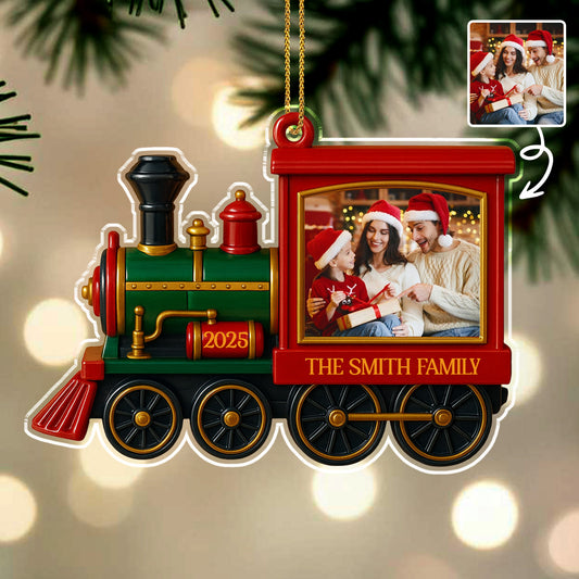 Capture Your Family's Best Moments With A Festive Train Ornament