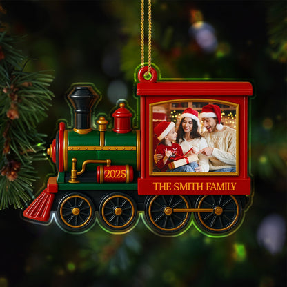 Capture Your Family's Best Moments With A Festive Train Ornament