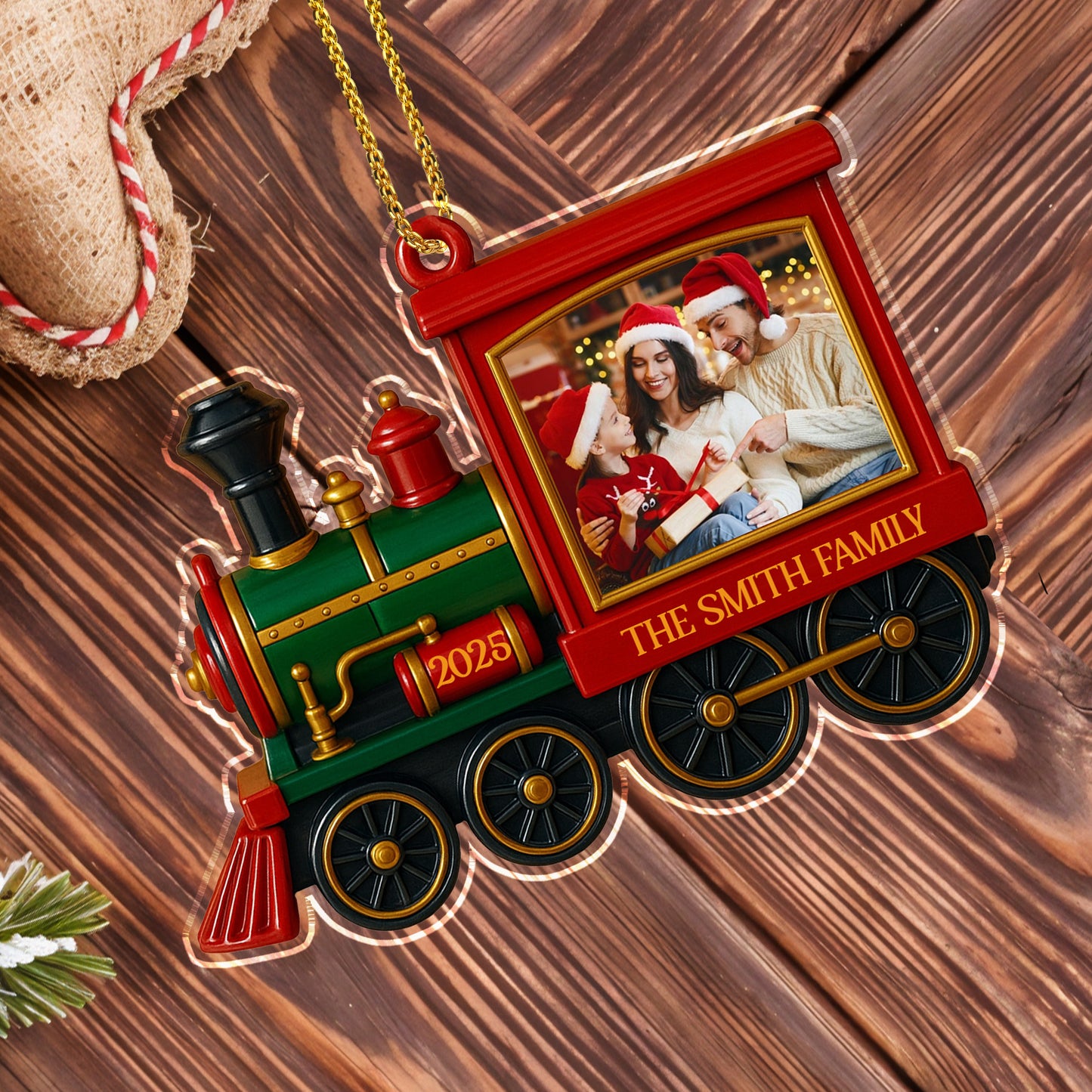 Capture Your Family's Best Moments With A Festive Train Ornament