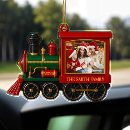 Capture Your Family's Best Moments With A Festive Train Ornament