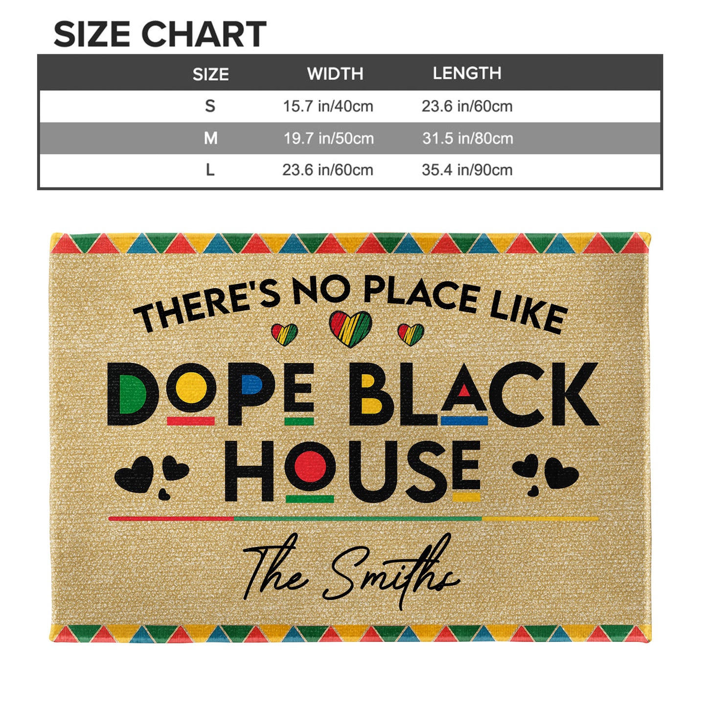 There's No Place Like Dope Black House, Heart Shapes - Personalized Custom Doormat - FAM496_DRM