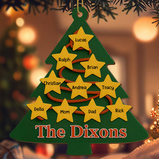 Custom Family Christmas Tree With Star-Shaped Name Tags