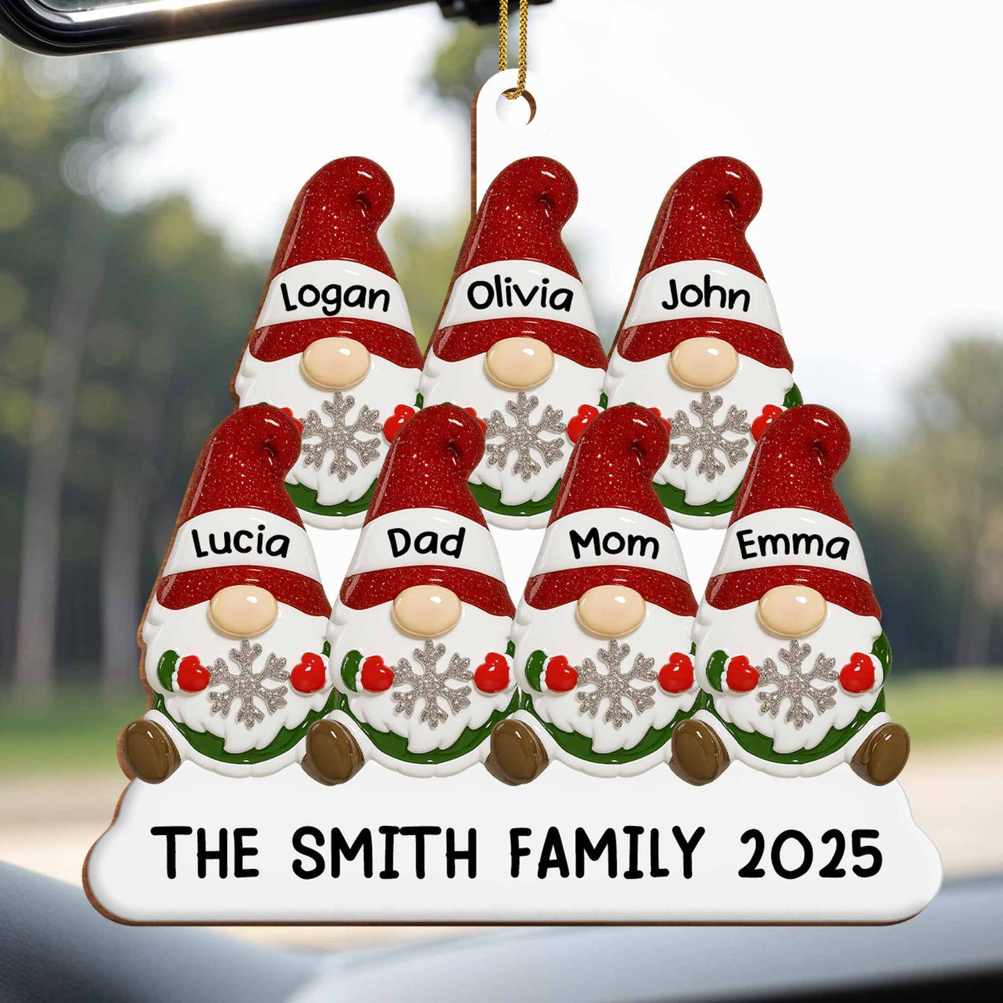 Customizable Family Christmas Ornament With Festive Hats