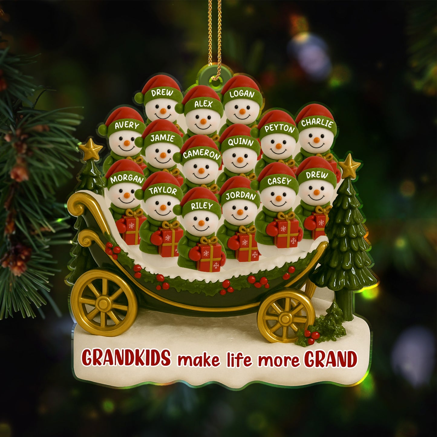 Grandkids Make Life More Grand, Christmas Tree and Sleigh