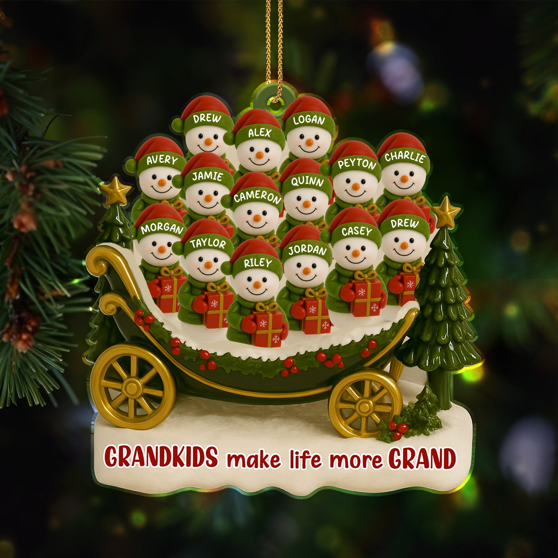 Grandkids Make Life More Grand, Christmas Tree and Sleigh