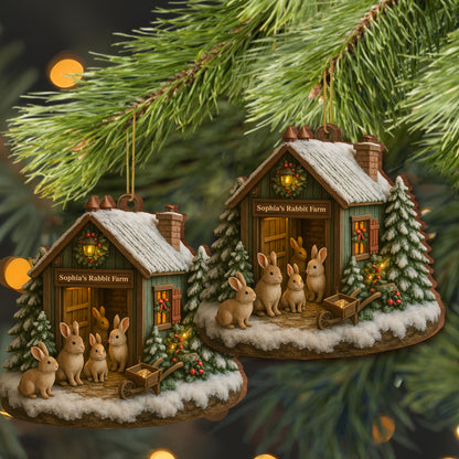 Cute Rabbit Farm Ornament With Christmas Trees