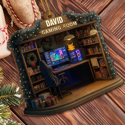 Gaming Room Personalized Wood Ornament