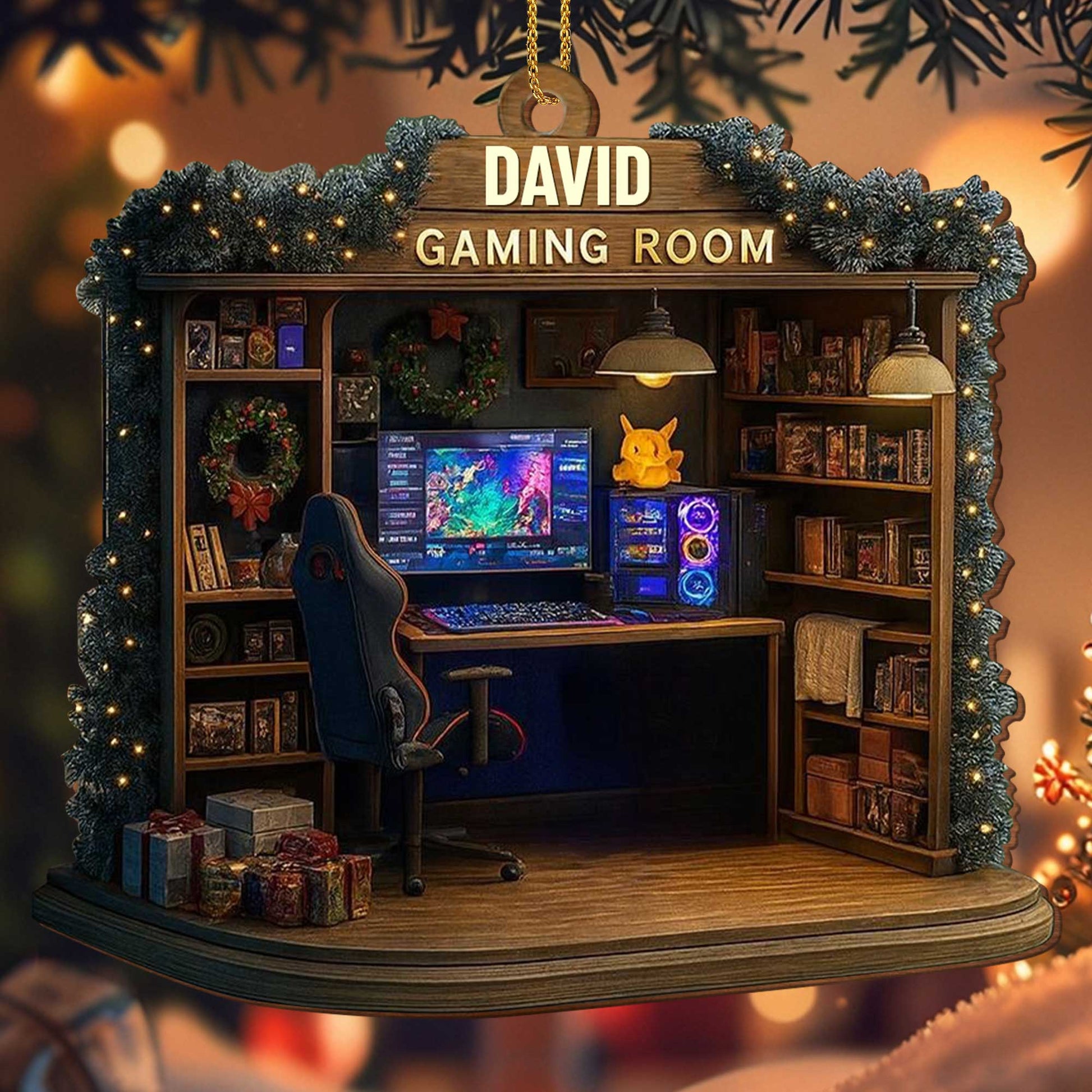 Gaming Room Personalized Wood Ornament