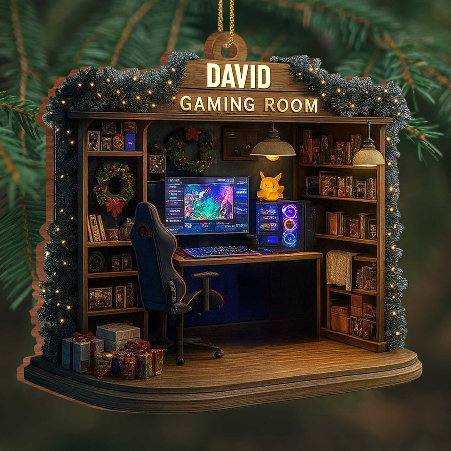 Gaming Room Personalized Wood Ornament