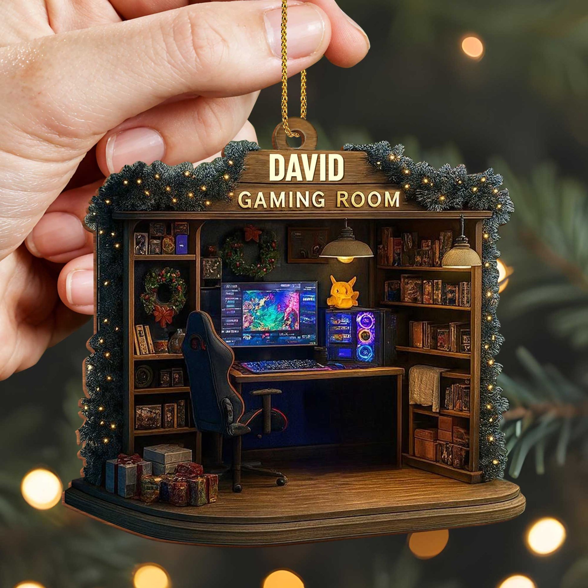 Gaming Room Personalized Wood Ornament