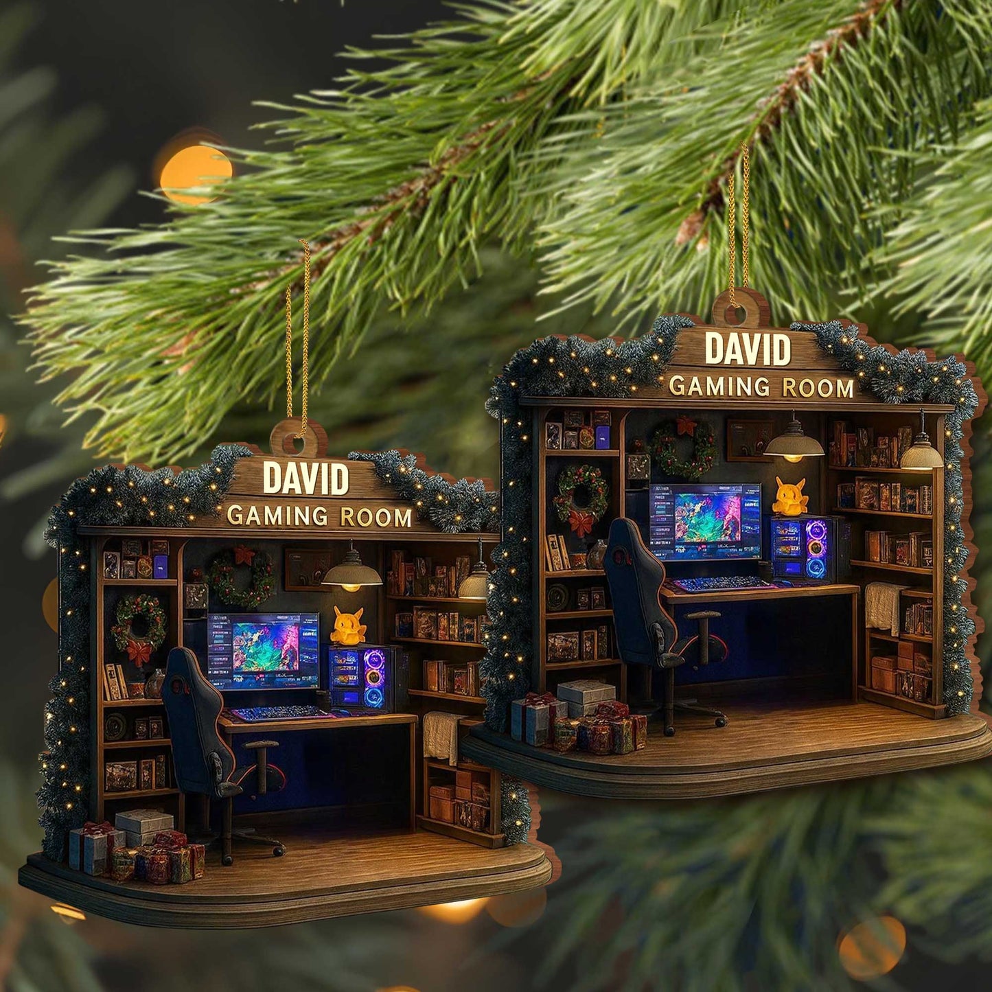 Gaming Room Personalized Wood Ornament