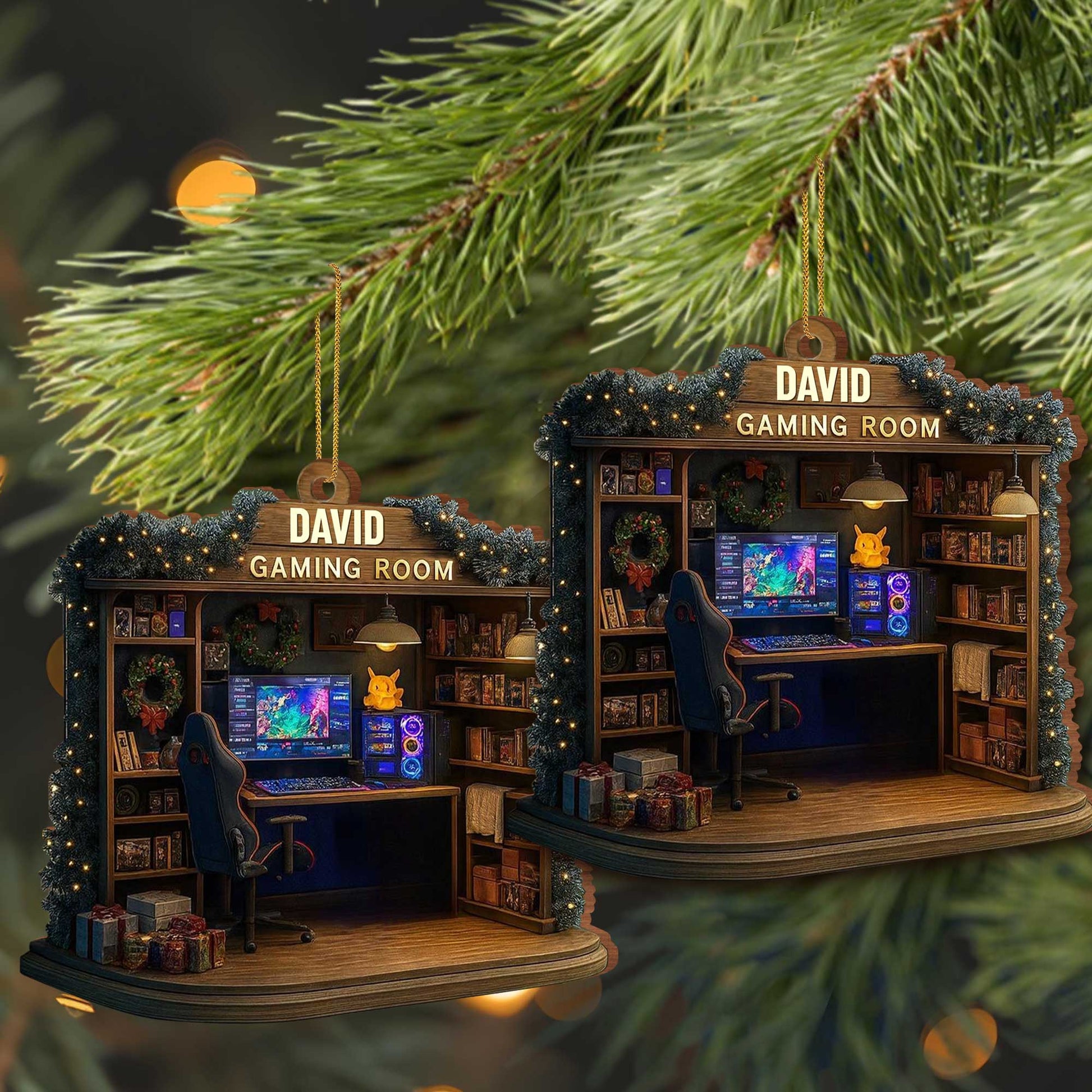 Gaming Room Personalized Wood Ornament