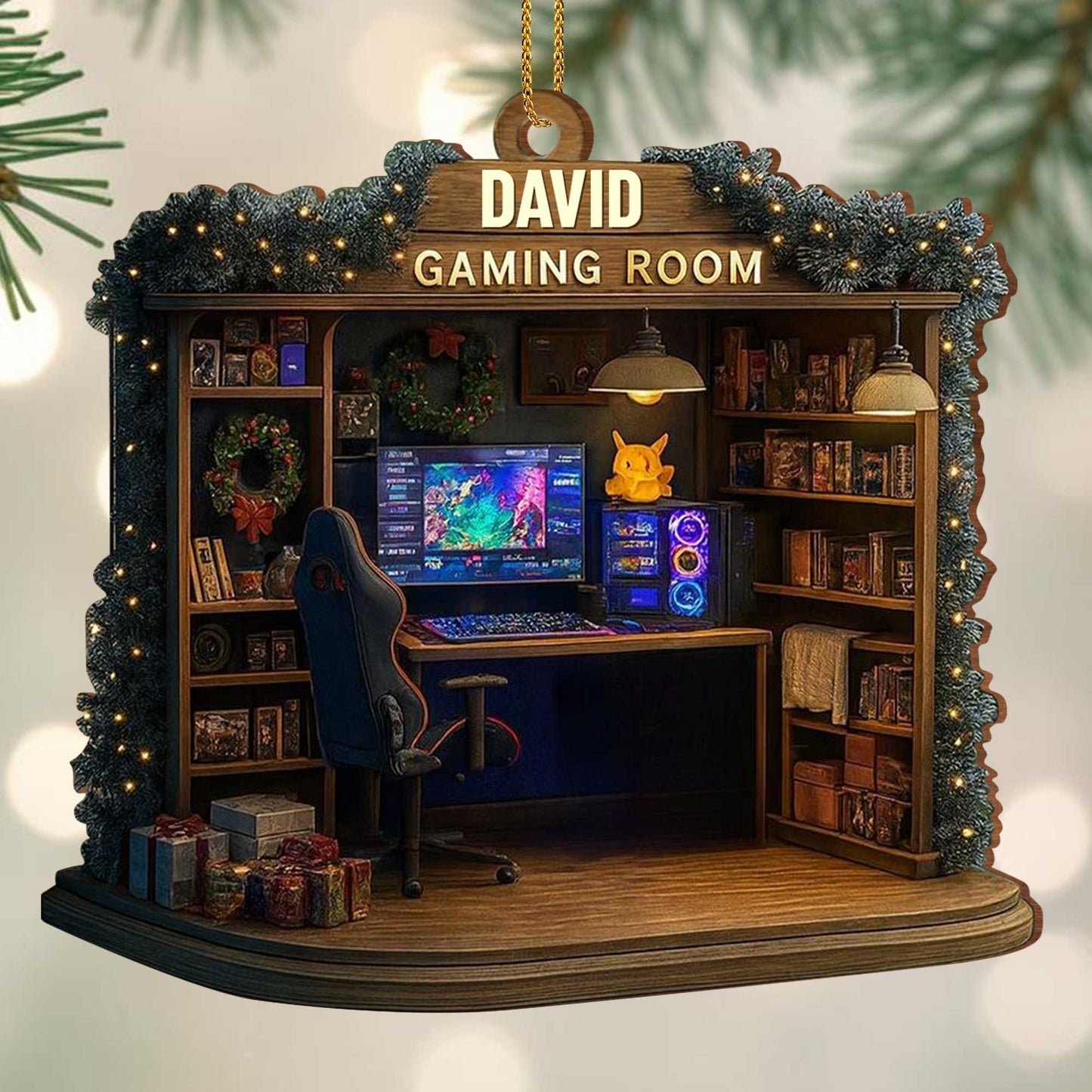 Gaming Room Personalized Wood Ornament