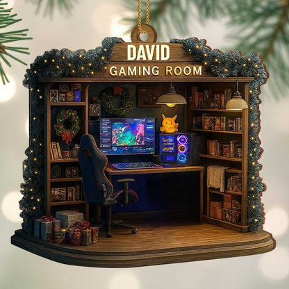 Gaming Room Personalized Wood Ornament
