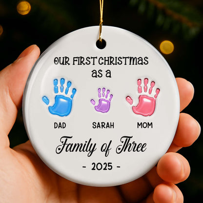 Our First Christmas as a Family of Three Handprints