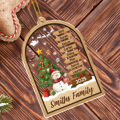 Personalized Family Names And Year Christmas Ornament