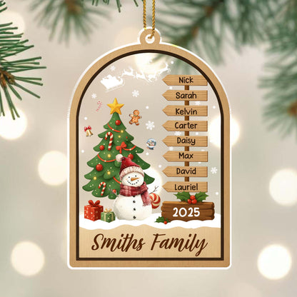 Personalized Family Names And Year Christmas Ornament