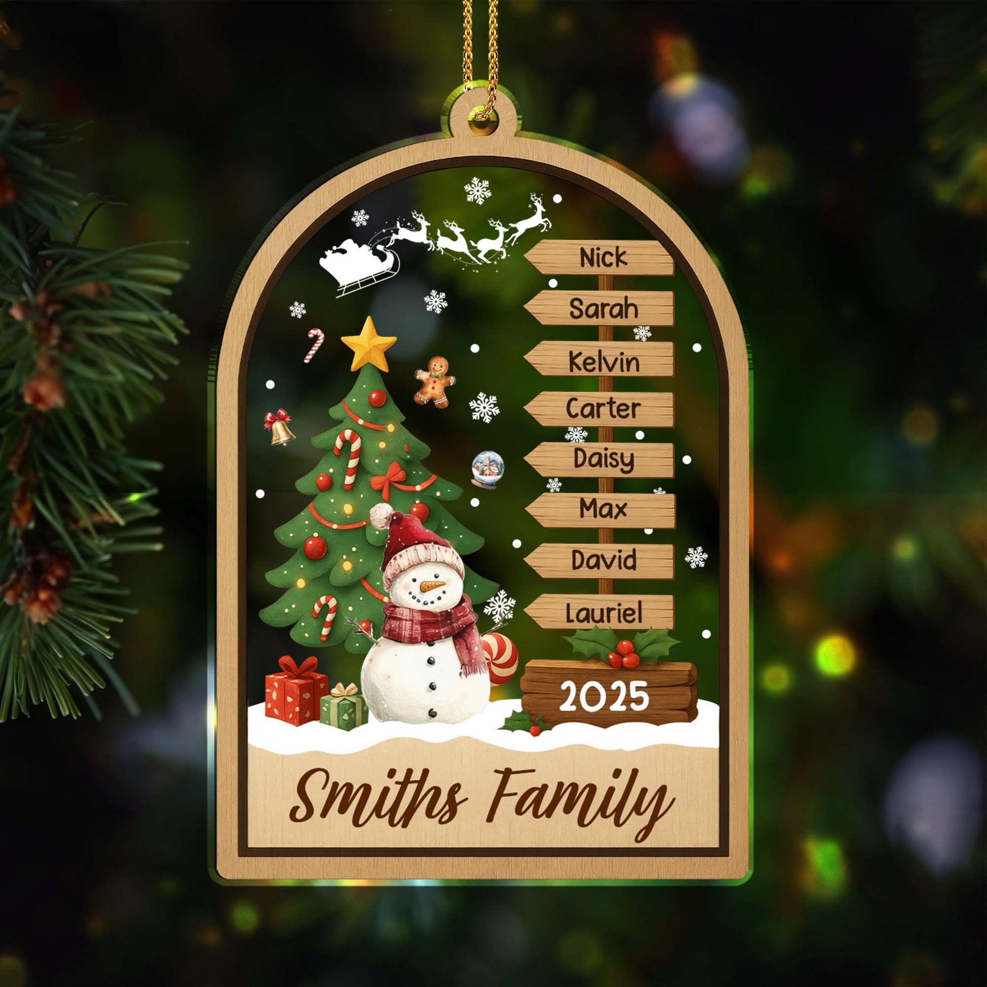 Personalized Family Names And Year Christmas Ornament