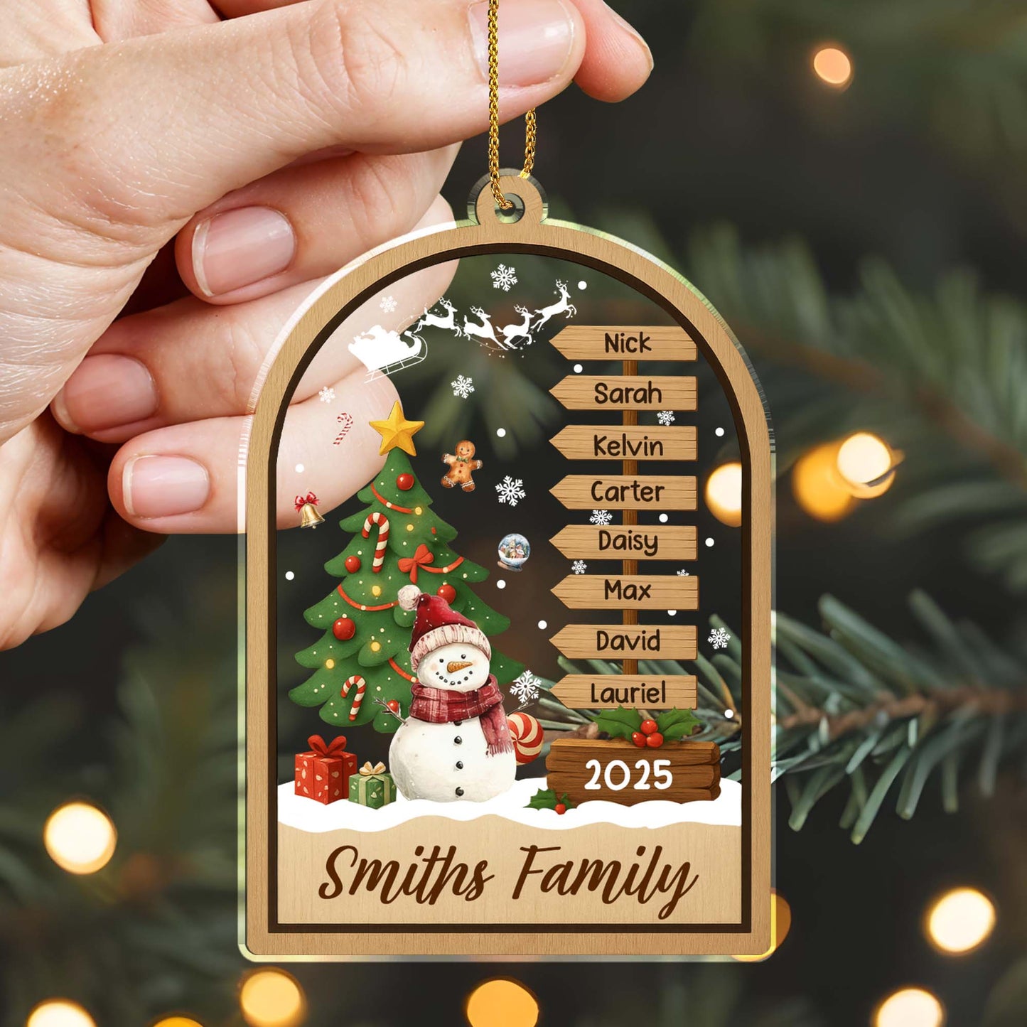 Personalized Family Names And Year Christmas Ornament