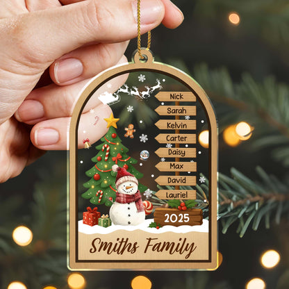 Personalized Family Names And Year Christmas Ornament