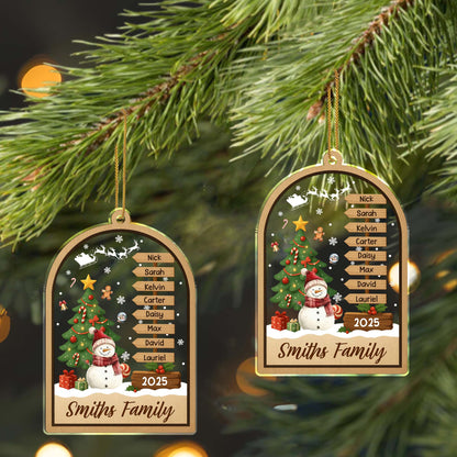 Personalized Family Names And Year Christmas Ornament