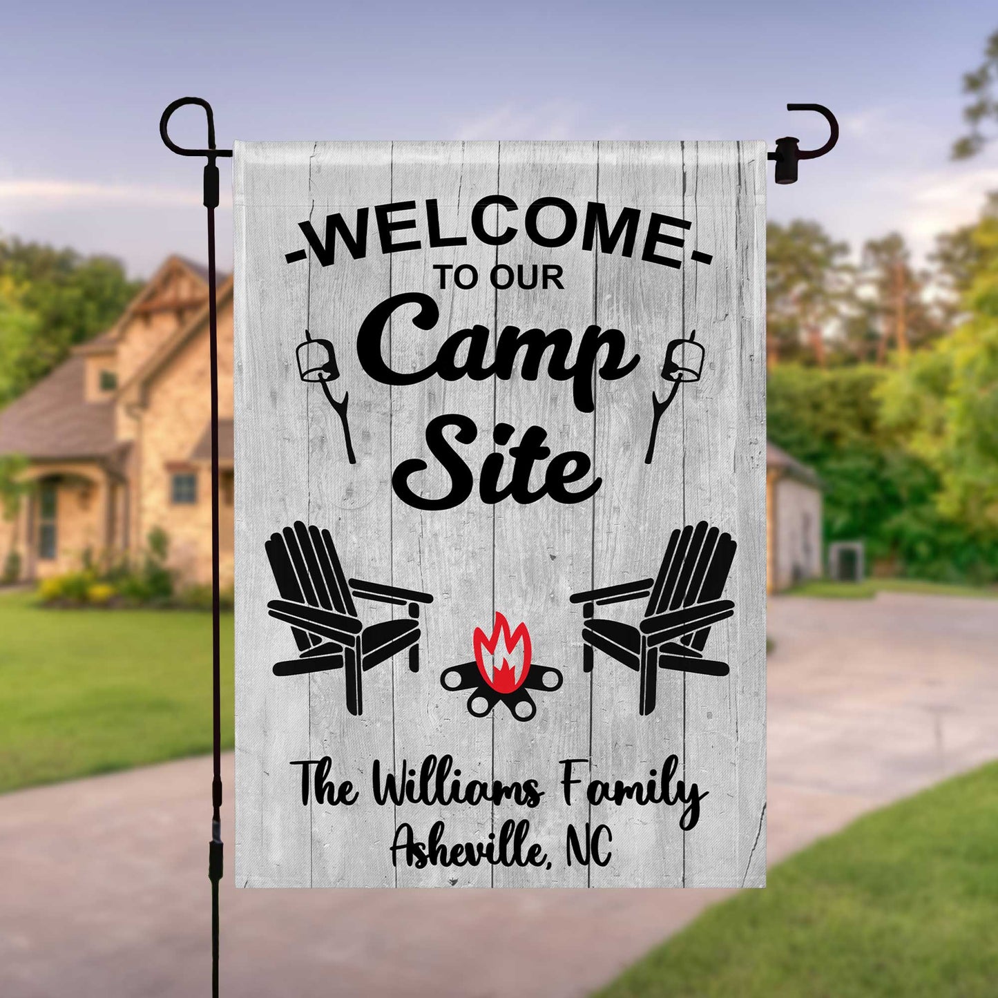 Welcome To Our Camp Site With Campfire and Chairs