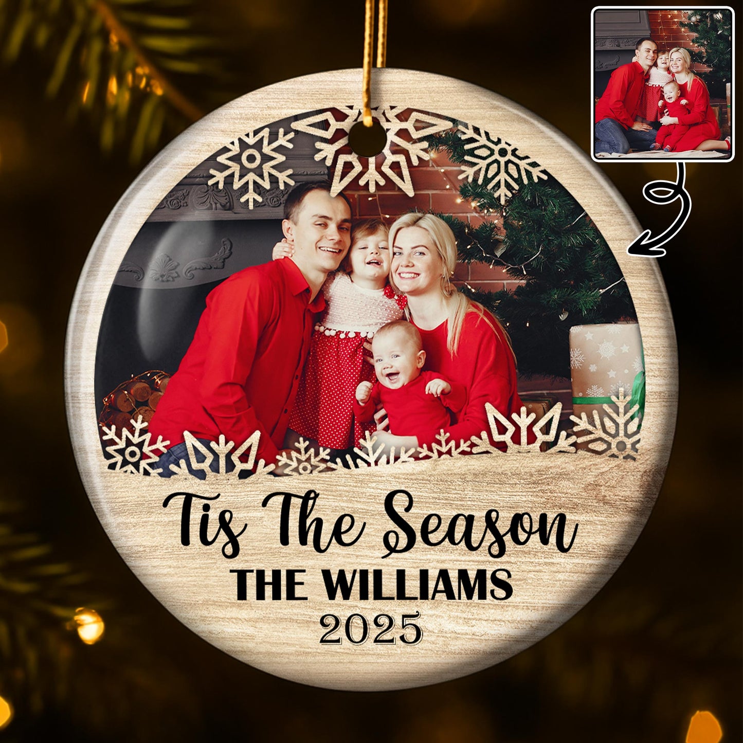 Tis The Season, Snowflakes, Family Photo Ornament