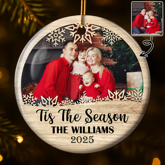 Tis The Season, Snowflakes, Family Photo Ornament