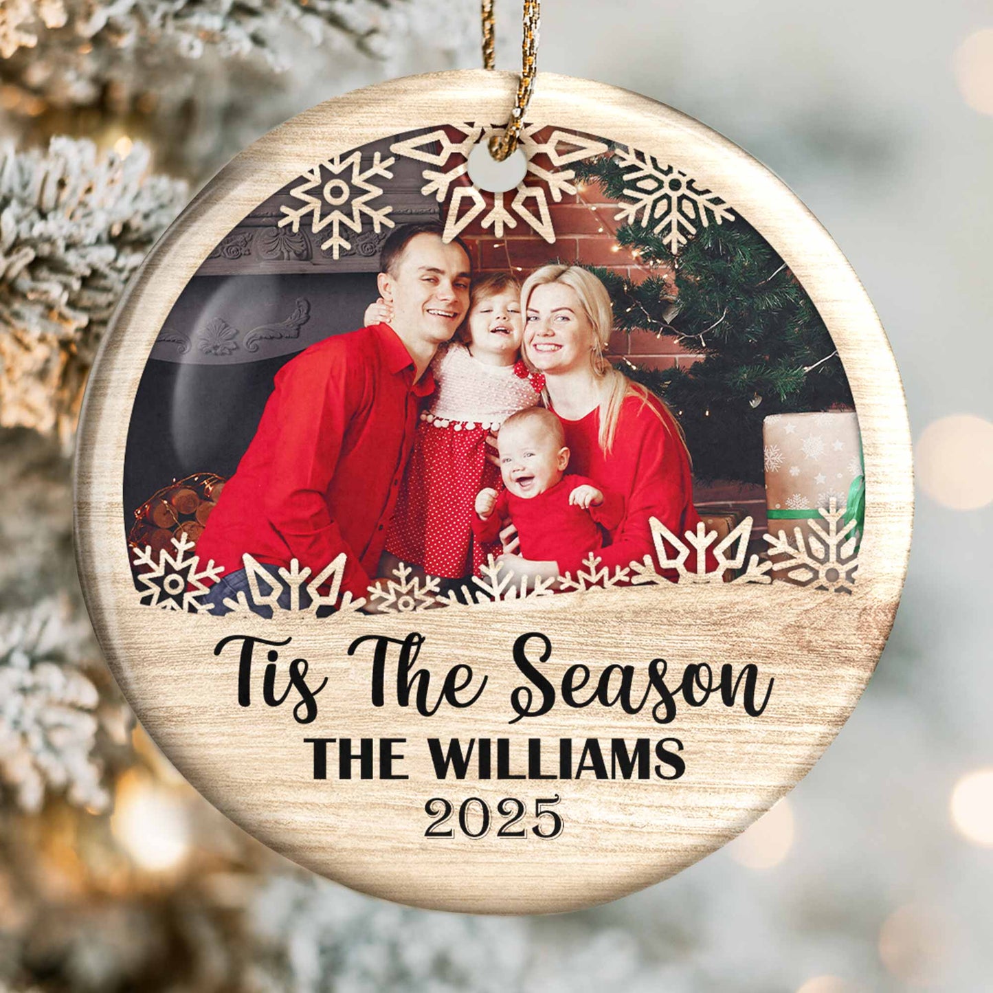 Tis The Season, Snowflakes, Family Photo Ornament
