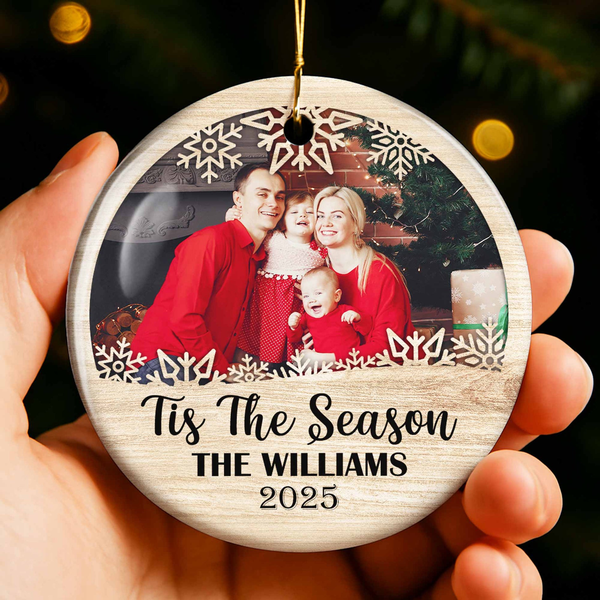 Tis The Season, Snowflakes, Family Photo Ornament