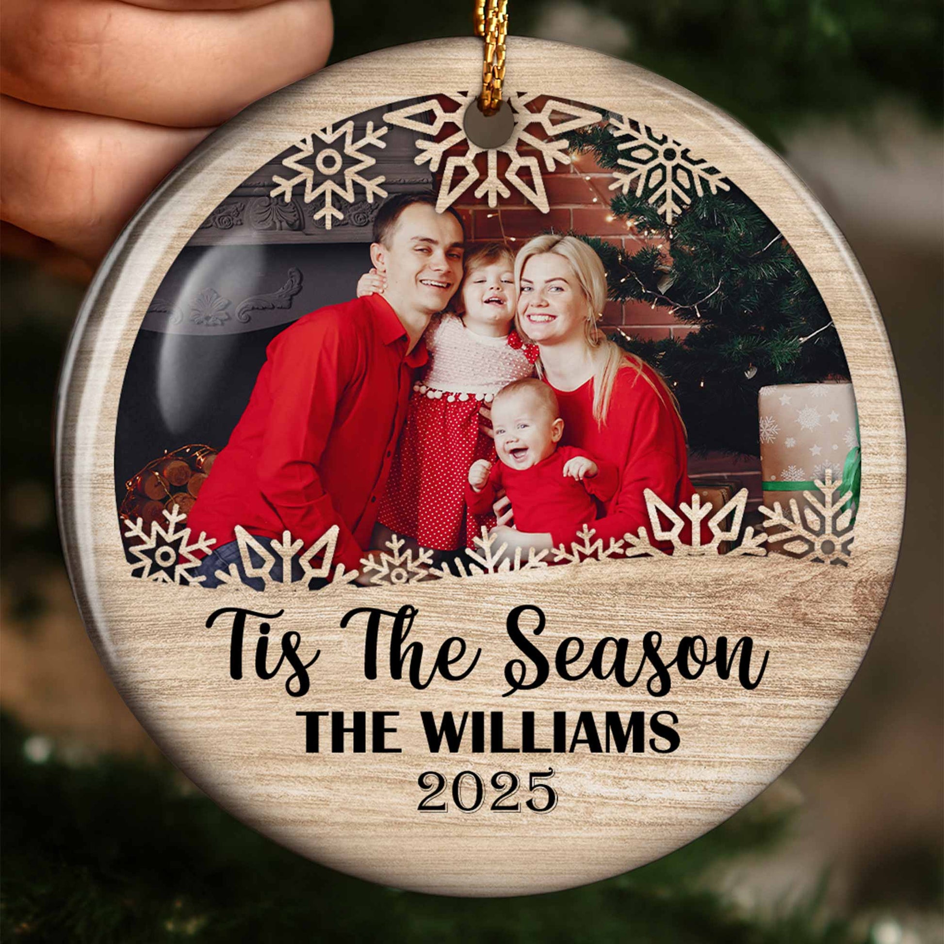 Tis The Season, Snowflakes, Family Photo Ornament