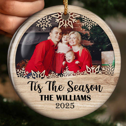 Tis The Season, Snowflakes, Family Photo Ornament